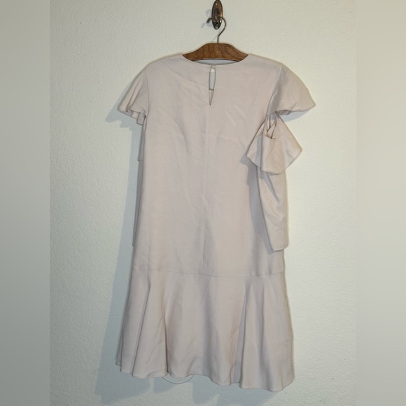 Halston Heritage Kittie Kyle Crew Dress With Ruffles in Stone NWT Size 4 - Picture 4 of 9